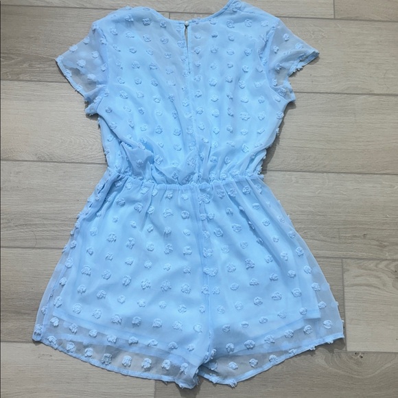 Light Blue Textured Romper - Picture 6 of 7